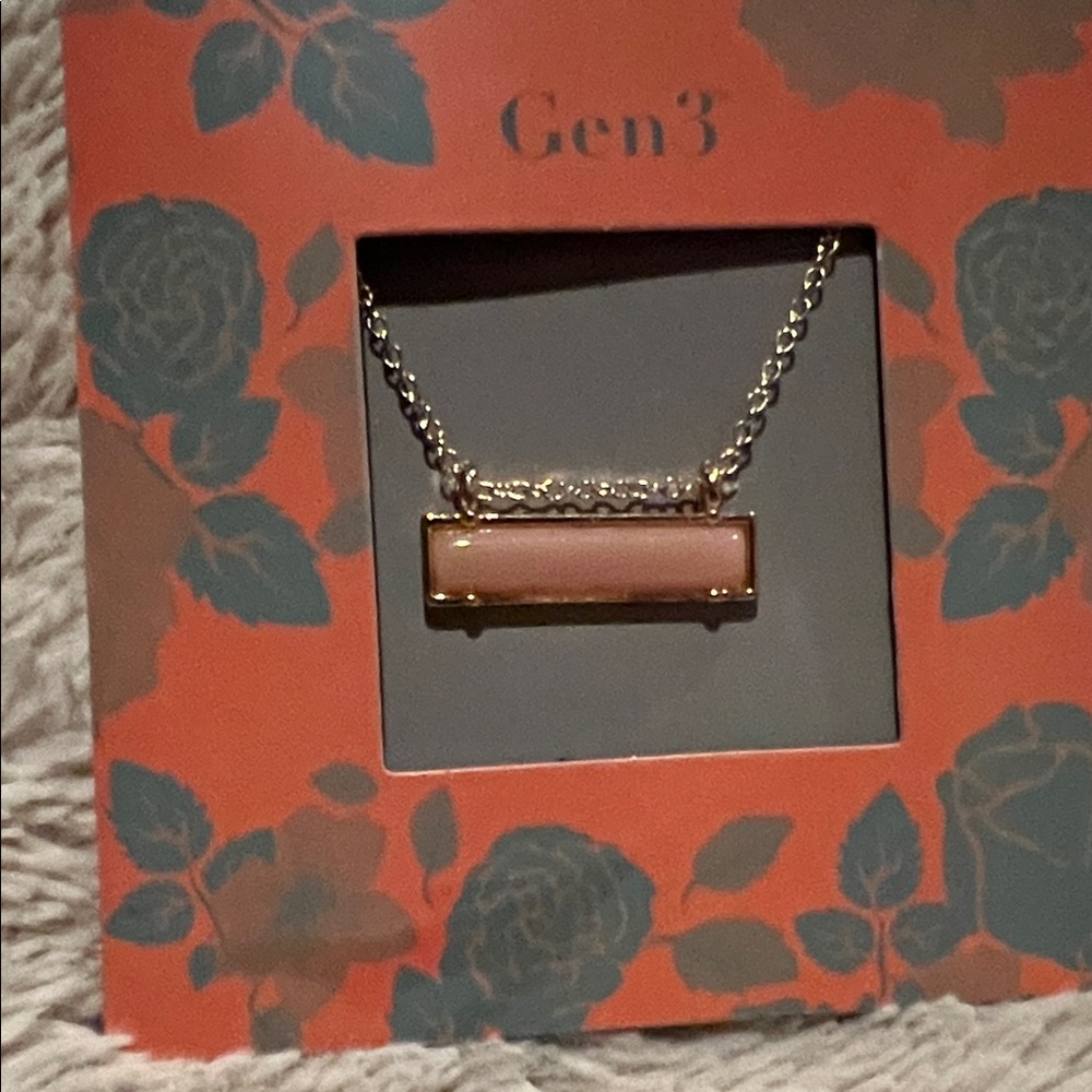 Gold-Tone Pink Bar Pendant Necklace